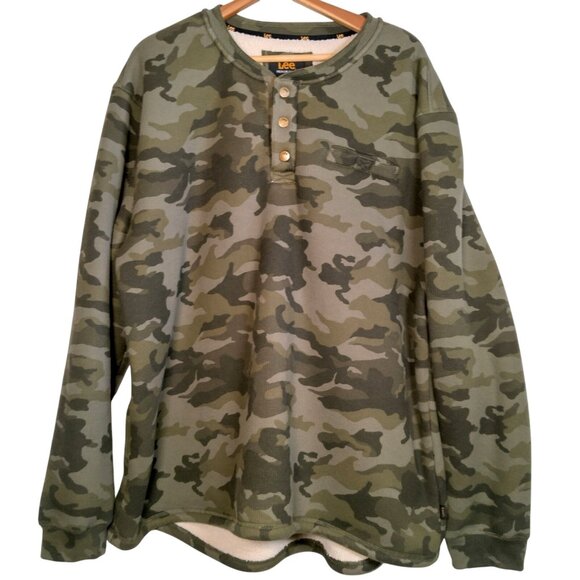 Lee Premium Select Thermal Shirt Men XXL Woodland Camo Faux Sherpa Shacket - Picture 1 of 16
